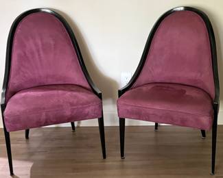 2. Pair of Mid Century Modern Harvey Probber Ultra Suede Slipper Chairs (26" x 24" x 39")