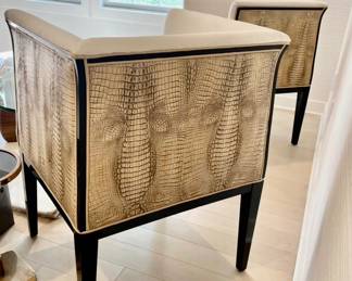 17. Pair of Accent Chairs w/ Back Wrapped Faux Crocodile (27" x 25" x 36")