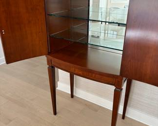 11. Mini Bar Cabinet w/ Inlay Detail & Protective Glass Top (29.5" x 20" x 52")