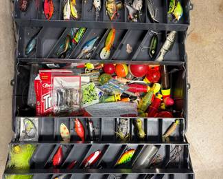 Tackle Box w/ a wide assortment of Lures & other Fishing Tackle