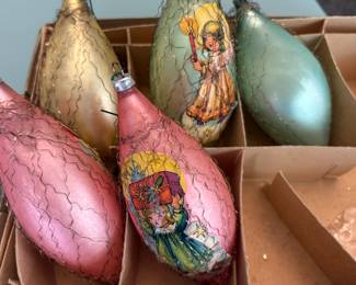 Antique Christmas Ornaments w/ wire mesh