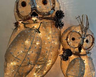 Large 27" & 20" Light Up Owl Set of 2