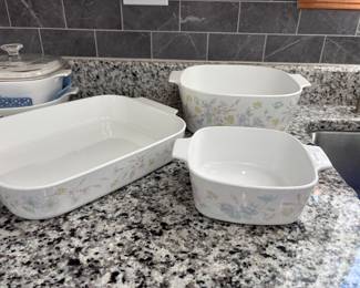 Vintage Corning Ware - Pastel Bouquet Casserole Dishes *Like New Condition