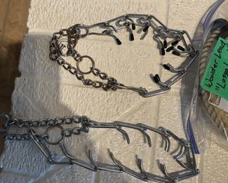 Dog training collars, leads, toys, and travel dishes