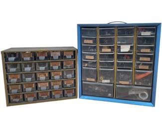 Pair Of Tool Organizers Of Vintage Lionel Locomotive Misc. Parts