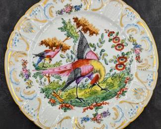 An Antique Chelsea 10" Bird Plate
