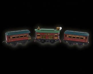 Vintage 3-Piece Set Of American Flyer Pre-War O-Gauge Box Cab Locomotive And Coach Cars