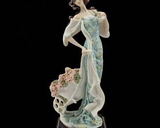 Giuseppe Armani Figurine: "Girl With Wheelbarrow Of Flowers" 960E With Original Box