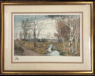 Benjamin Lander (American, 1842-1915) Large Landscape Screen Print