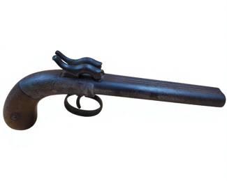 Antique Bruce & Davis Single Trigger Double Barrel Percussion Pistol