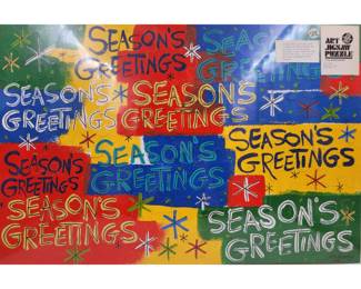 American Jon Henry (1916-1990) Signed "Seasons Greetings" Jigsaw Puzzle Dated 1989
