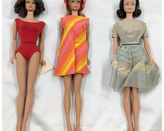 Lot Of 3 Vintage Mattel Barbie Dolls, Includes Midge, Fashion Queen, And Swirl Ponytail Barbie