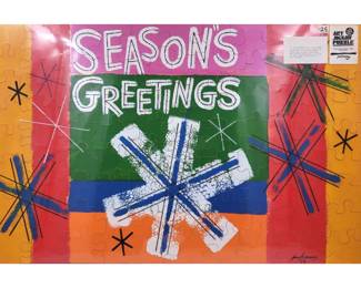 American Jon Henry (1916-1990) Signed "Seasons Greetings" Jigsaw Puzzle Dated 1989