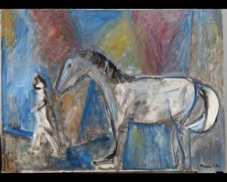 Signed Acrylic On Canvas Abstract Figural Painting
