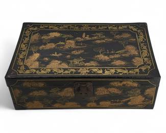 Antique Chinese Gilt Hand Painted Lacquered Box