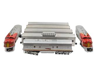 Vintage Lionel Santa Fe F3 AA Diesel Locomotive, F3 B-Unit Car, And Passenger Cars, 7 Piece Set