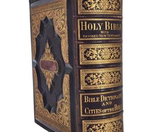 RARE Antique Bible 19th With Amazing Engravings 2000 Illust. BIBLE DICTIONARY W/ BIBLE CITIES