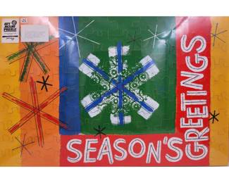 American Jon Henry (1916-1990) Signed "Seasons Greetings" Jigsaw Puzzle Dated 1989