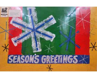 American Jon Henry (1916-1990) Signed "Seasons Greetings" Jigsaw Puzzle Dated 1989