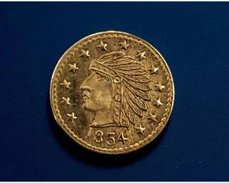 1854 California Indian Head Gold Coin Almost Mint Ungraded