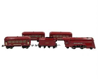 Lionel 5-Piece Pre-War O Gauge "Red Comet" No. 264E Commodore Vanderbilt Locomotive And Train Cars
