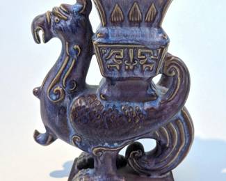 Chinese Jun Kiln Purple Glazed Phoenix Porcelain Zun Vessel
