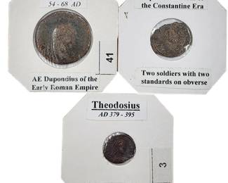Lot Of 3 Ancient Coins Theodosius, Nero And Two Soldiers