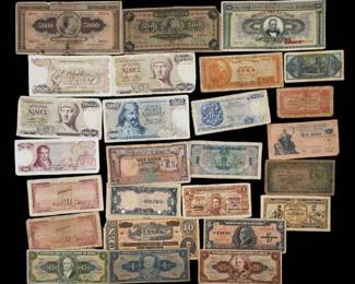 Lot Of 60 Plus Old World Currency Paper Money