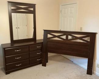 Mirrored Dresser And Matching Headboard