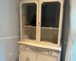 Custom painted antique white china cabinet