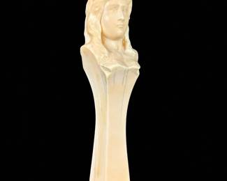 19th Century French Carved Bone Seal Figure Of A Young Girl