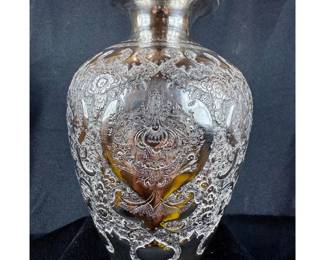 Antique Persian Sterling Silver Highly Chased Vase, Marked Underside, 340 Grams