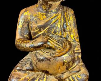 Large Antique Gilded Thai Statue Of A Buddhist Figure 19th C