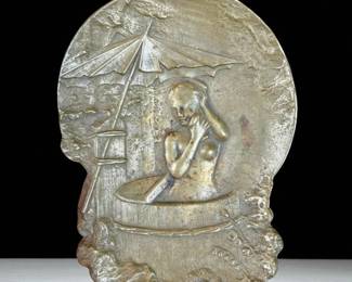 Antique Austrian Bronze Vide Poche (Empty your Pocket) Bathing Geisha Girl Signed Bergdorf
