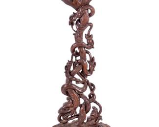 A Finely Hand Carved Open Work German Black Forest Stand / Pedestal