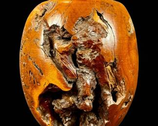 A Very Fine Hardwood Carved Root In A Vase Form, Rare And Unique
