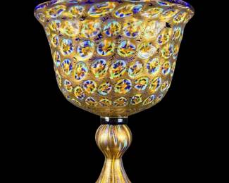 A Very Fine Venetian Murano Art Glass Chalice Form Vase, Done In A Murrine Millefiori
