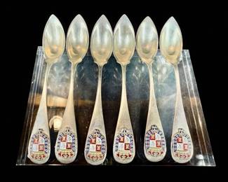 Set Of 6 Sterling Silver Greenleaf And Crosby English Spoons 163 Grams total