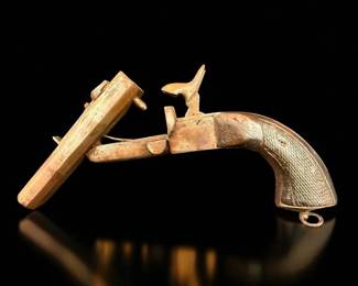 Antique Double Barrel 19th Century Pinfire Pistol Ca 1850's