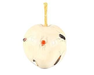 Antique Carved Fruit With Inlaid Shibayama Insects And Semi Precious Materials, Meiji Pd. Signed