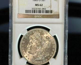 NGC Graded Morgan Silver Dollar 1883 O MS62