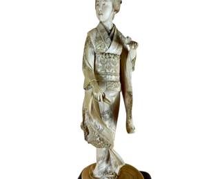 Magnificent Meiji Era Okimono Of A Maiden With Pruning Scissors, Signed 1880