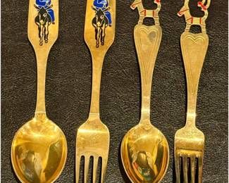 Set Of 4 Mid Century Sterling Gold Washed A. Michelsen Danish Spoons