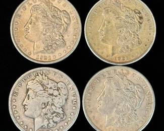 A Grouping Of 4 Morgan Silver Dollars Various Dates, Ungraded