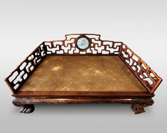 18-19th Century Chinese Hardwood Luohan Bed With Dream Stone Insert