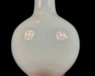 Antique Chinese Bulbous Form Clare De Lune Glazed Vase