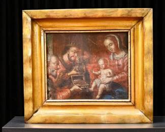 17th Oil On Canvas Continental School Painting Of Madonna And Child
