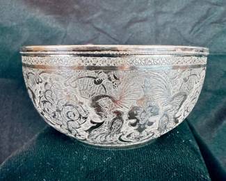 Persian Sterling Silver Chased Bowl, 204 grams