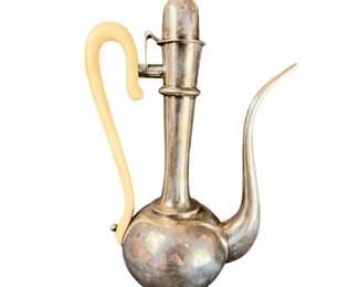 Persian Sterling Silver Marked Vessel With Bone Handle