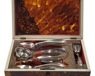An Antique Sterling Flatware Set In A Fitted Box, 16 Pieces